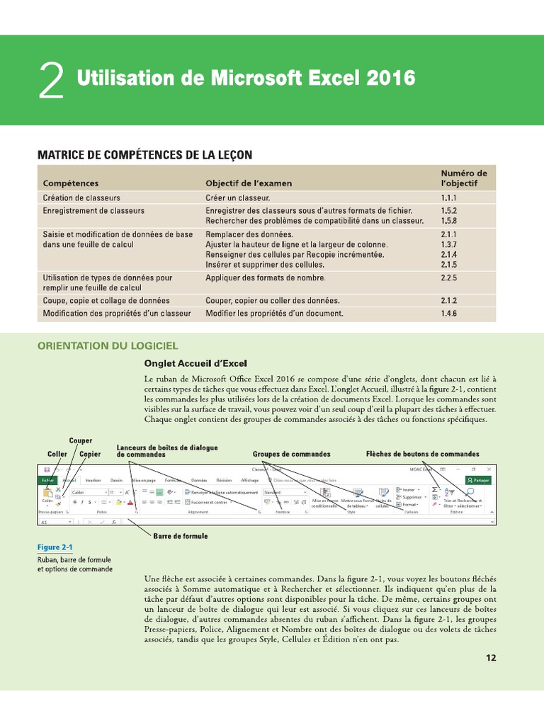 Le on 2 utilisation de microsoft excel 2016 pdf
