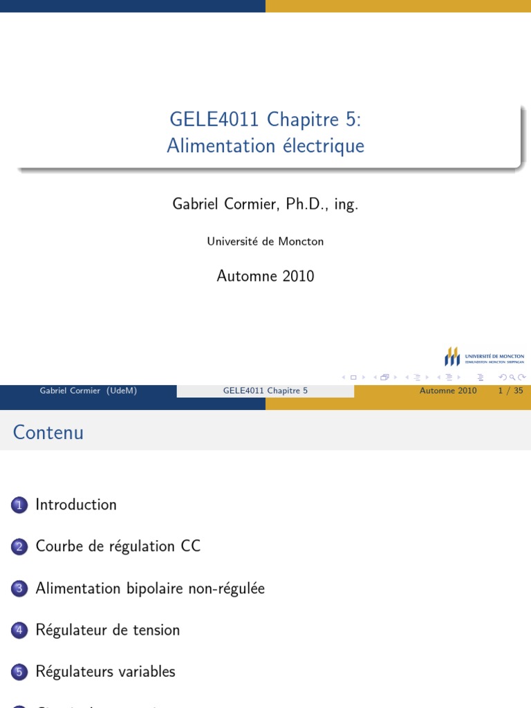 Alimentation Électrique et Régulation CC | PDF | Tension électrique ...