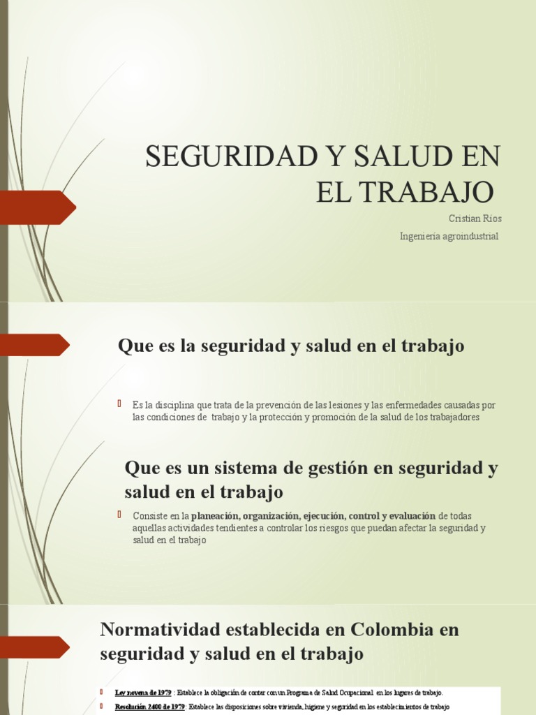 Seguridad y Salud en El Trabajo | PDF
