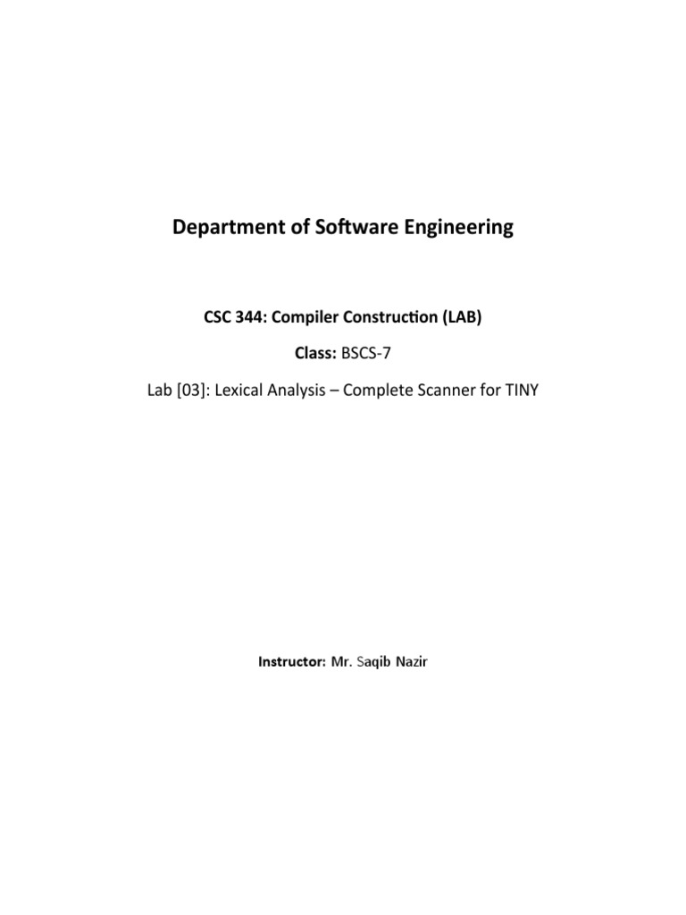 Lexical Analysis Lab for TINY Language | PDF | Systems Engineering ...