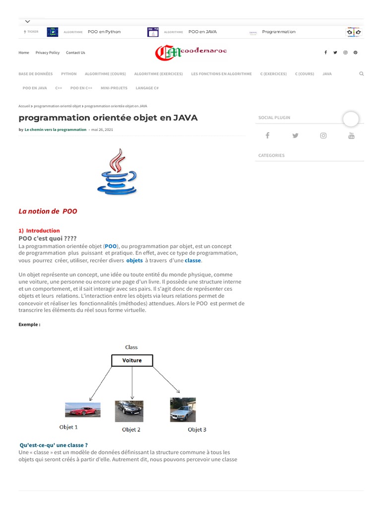 Introduction à la POO en Java | PDF | Classe (informatique ...