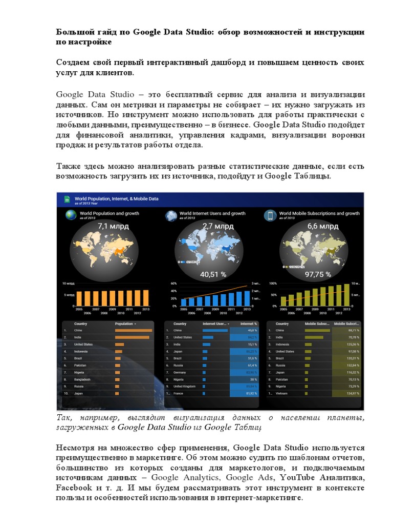 Большой гайд по Google Data Studio | PDF