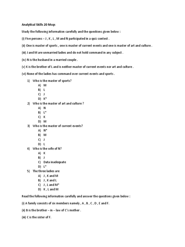 Analytical skills 2 20 mcqs pdf