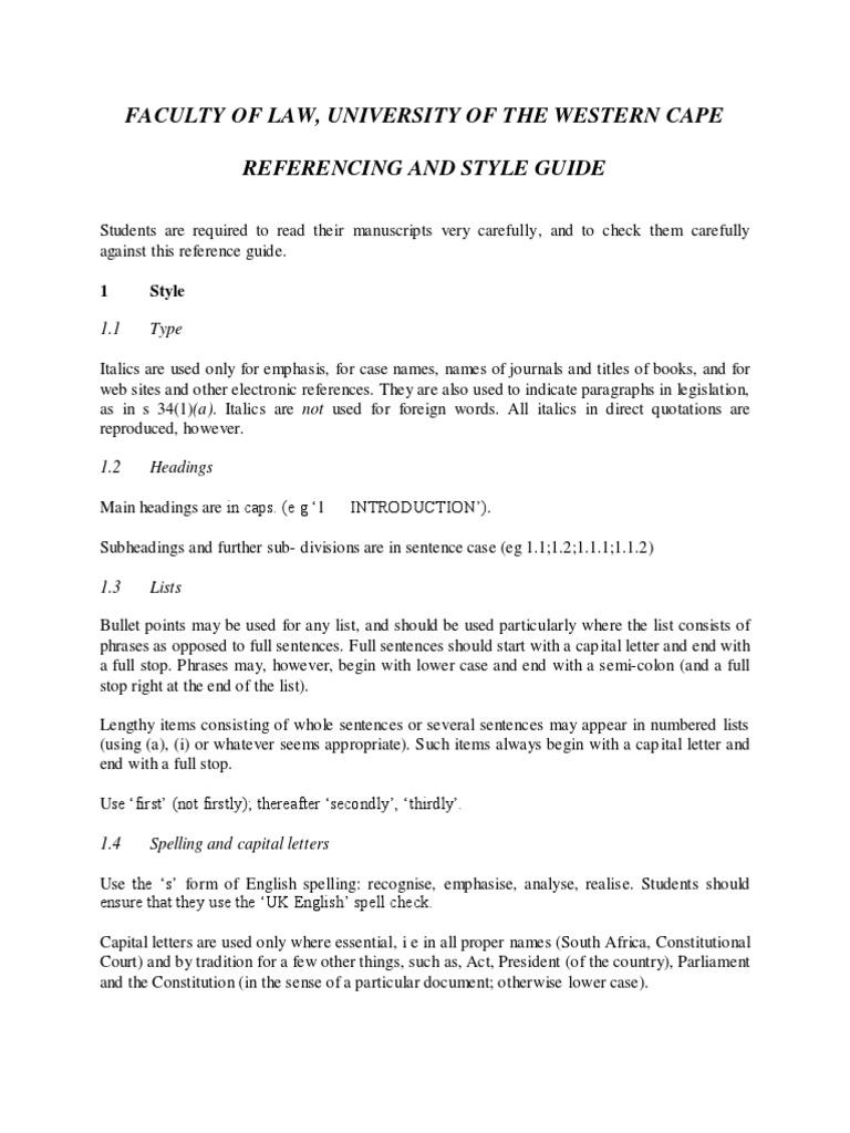 3 uwc law referencing and style guide pdf written communication