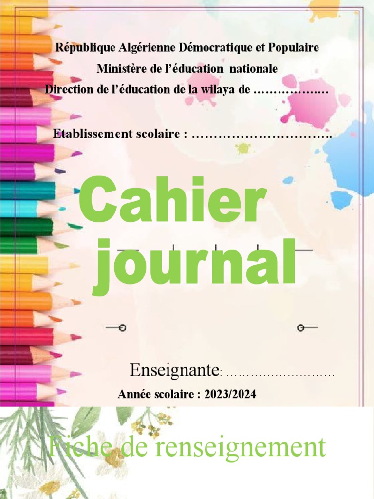 Cahier Journal 1 2023 - 2024