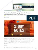 Prepositions English Language Notes