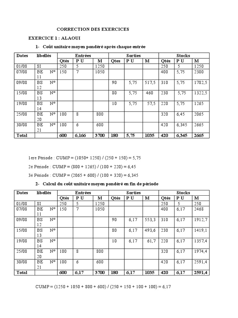 Correction Des Exercices Pdf