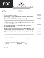 Health Check Up Form Employees