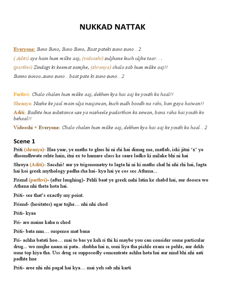 Nukkad Natak: Youth and Drug Abuse | PDF | Art | Self-Improvement
