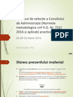 Procesul de Selecție A Consiliului de Administrație (Normele Metodologice CNF H.G. Nr. 722/ 2016 Și Aplicații Practice)