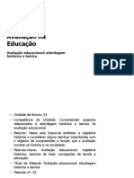 Avaliação Na Educação: Avaliação Educacional: Abordagem Histórica e Teórica