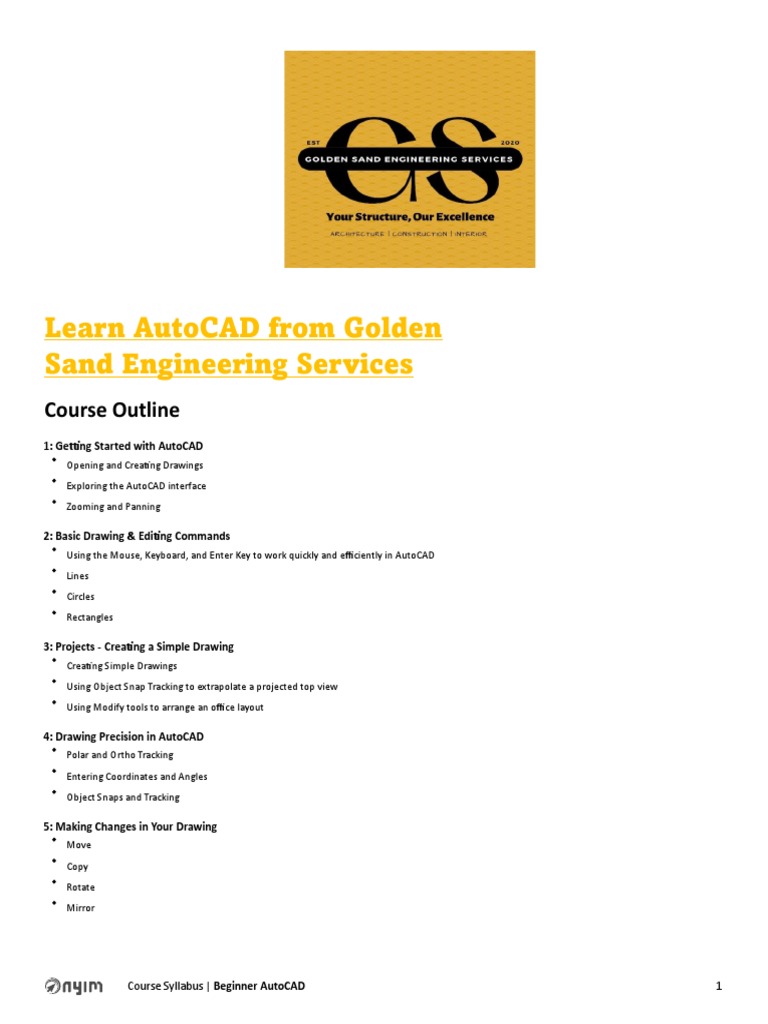 Beginner Autocad Syllabus PDF