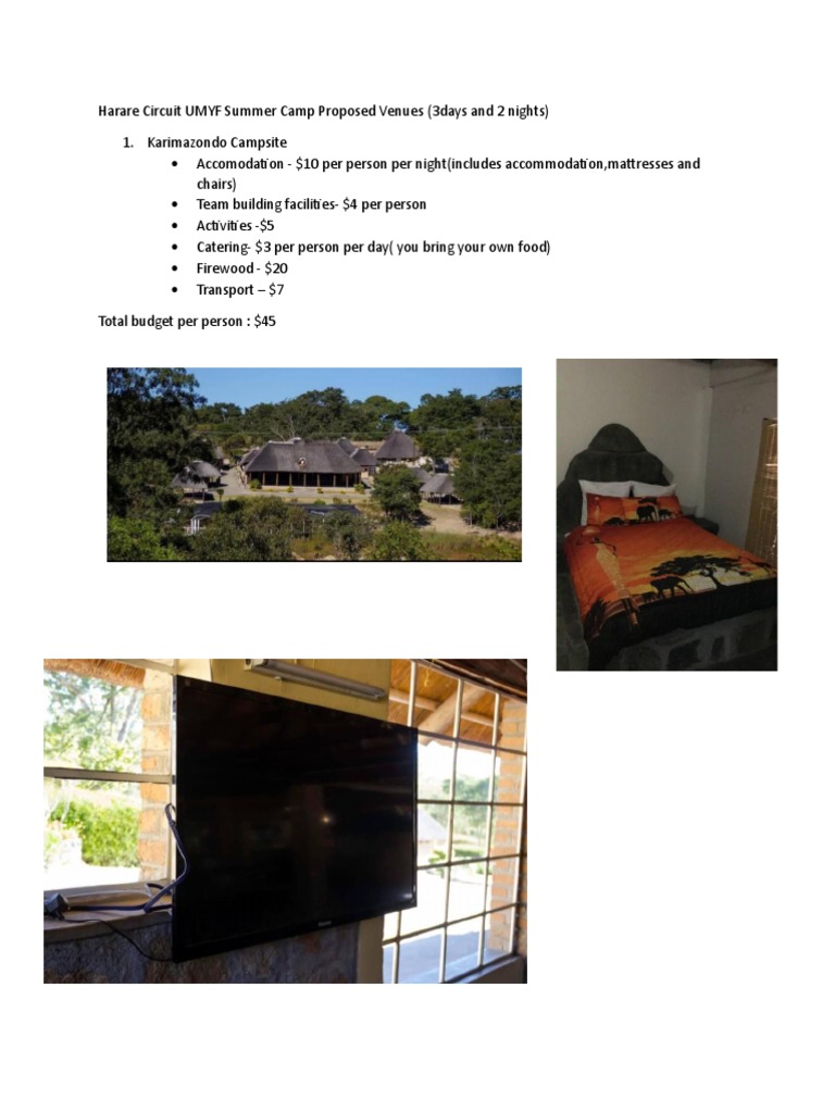 UMYF Summer Camp Venue Options | PDF