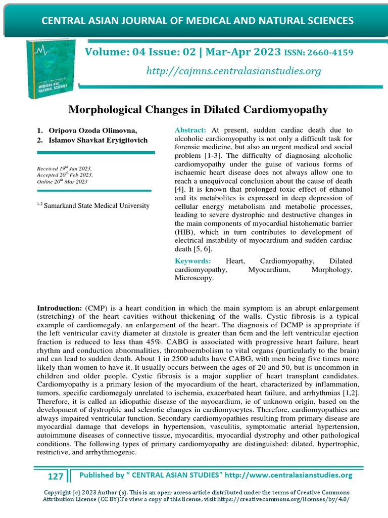 Morphological Changes in Dilated Cardiomyopathy | PDF | Cardiac Muscle ...