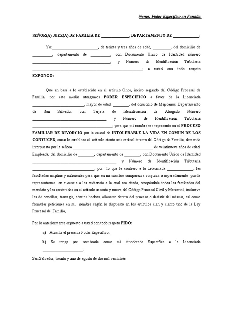 Modelo de Poder Especifico de Familia | PDF