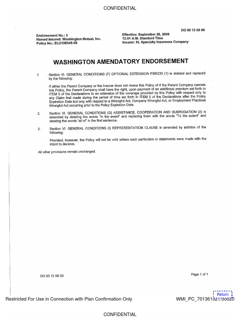 Washington Mutual (WMI) Attachments/Exhibits To The Final Report of