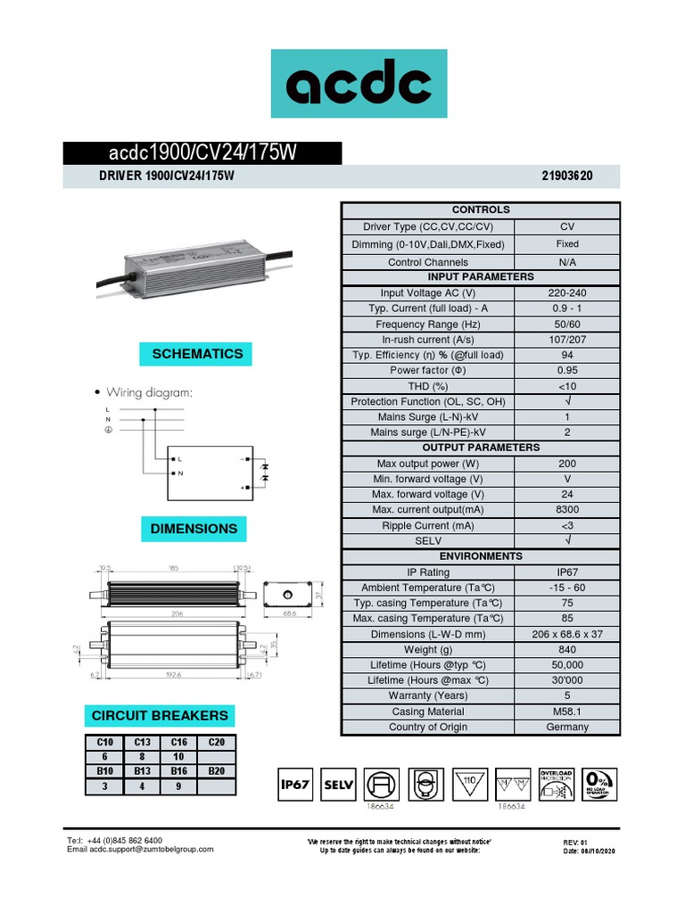 200W LED Driver Specs IP67 Germany | PDF | Electricity | Power (Physics)