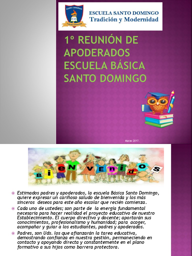 Reunión de Apoderados Escuela Santo Domingo | PDF | Maestros ...