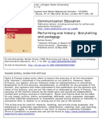 Communication Education: To Cite This Article: Nathan Stucky (1995) Performing Oral History: Storytelling and Pedagogy