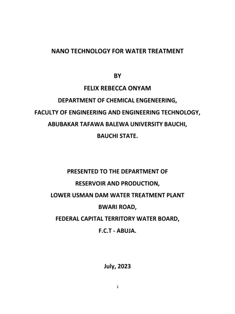Nano Technology in Water Treatment-1 | PDF | Nanotechnology | Water ...