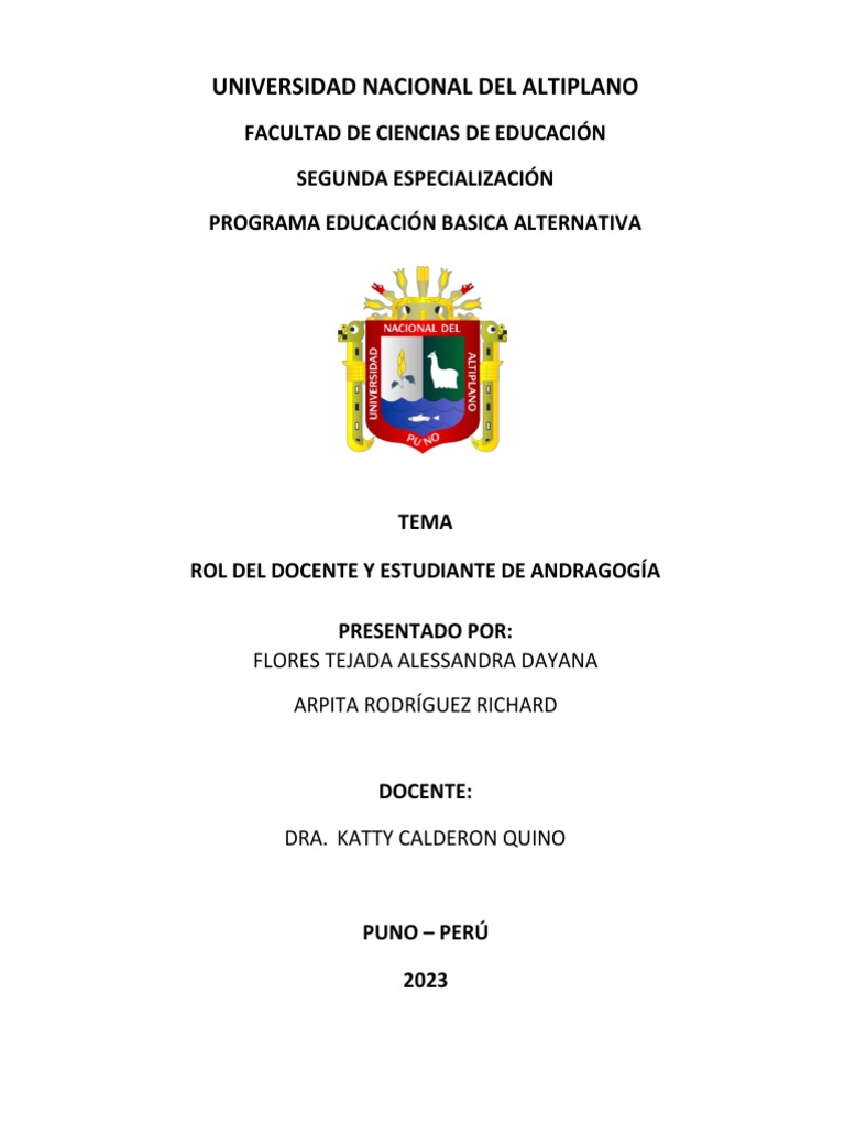 Rol del Docente y Estudiante en Andragogía | PDF | Maestros | Aprendizaje