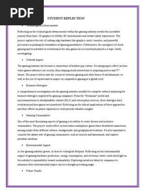 STUDENT REFLECTION