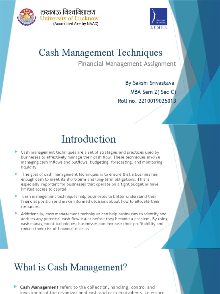 CASH MANAGEMENT TECHNIQUES PDF visual data 6