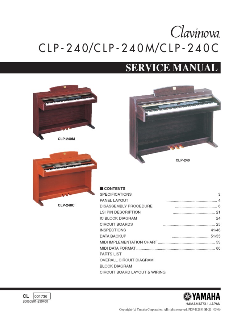 Yamaha Clp-240 Clp-240m Clp-240c SM | PDF | Electrical Connector