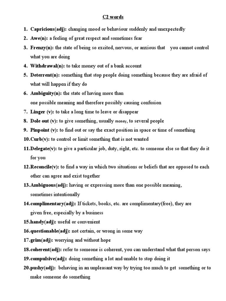 C2 Words | PDF | Foreign Language Studies