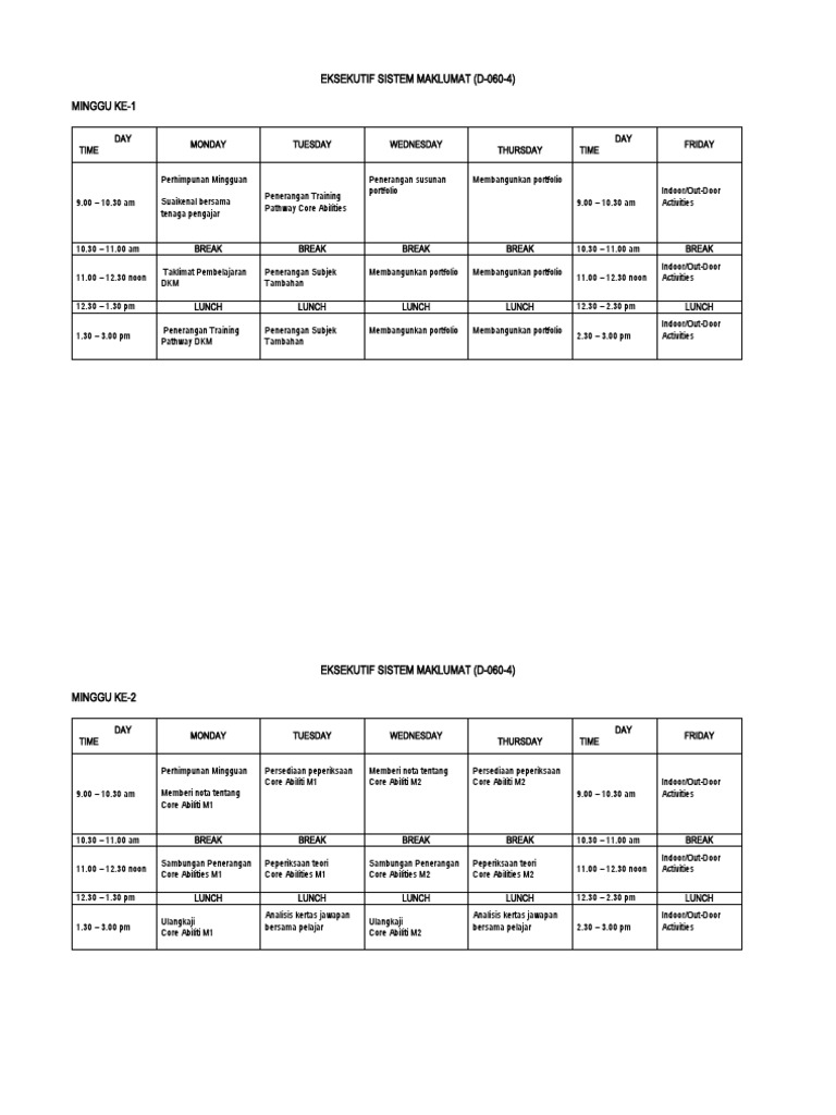 Sample Daily Schedule (New) L4 | PDF | Schools | Educational Institutions