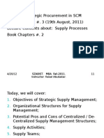 Course: Strategic Procurement in SCM Lecture / Week #. 3 (19th August, 2011) Lecture Contents About: Supply Processes Book Chapters #. 2