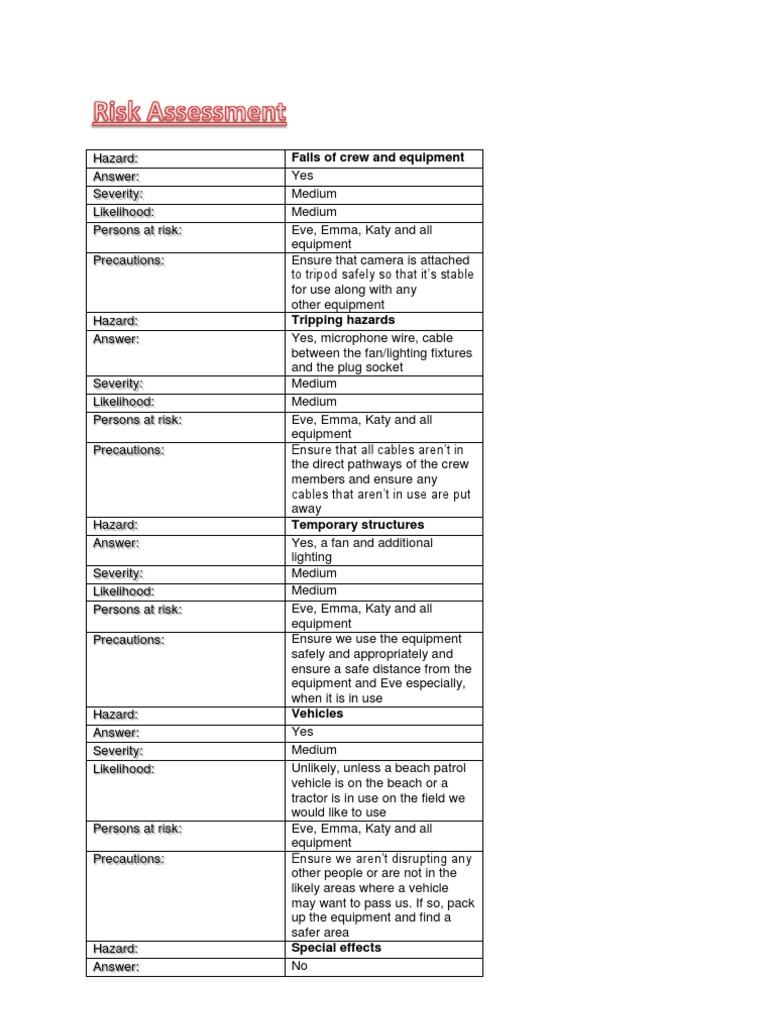 Risk Assessment | PDF