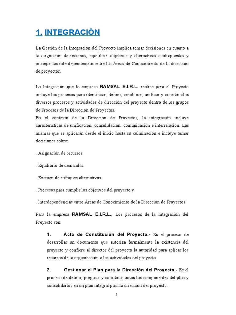 Gestión de La Integración Del Proyecto | PDF | Planificación | Business