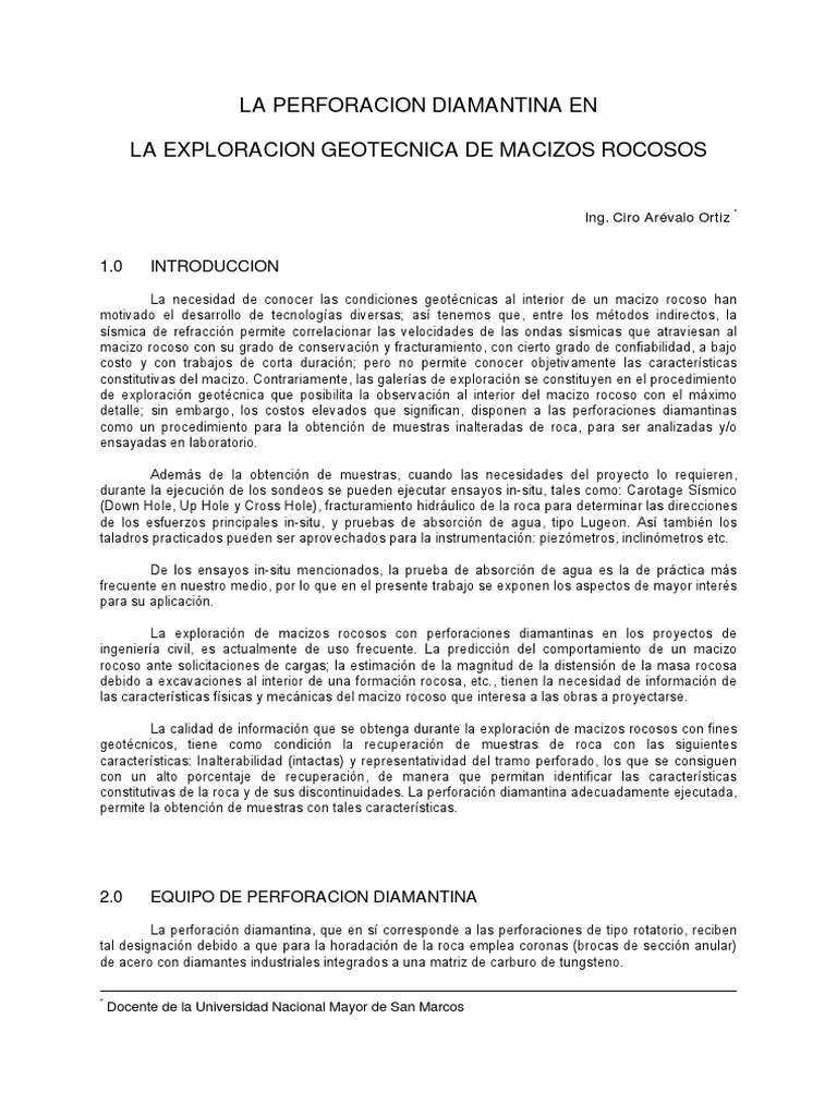 Perforación Diamantina en Geotecnia | PDF | Perforación | Perforar