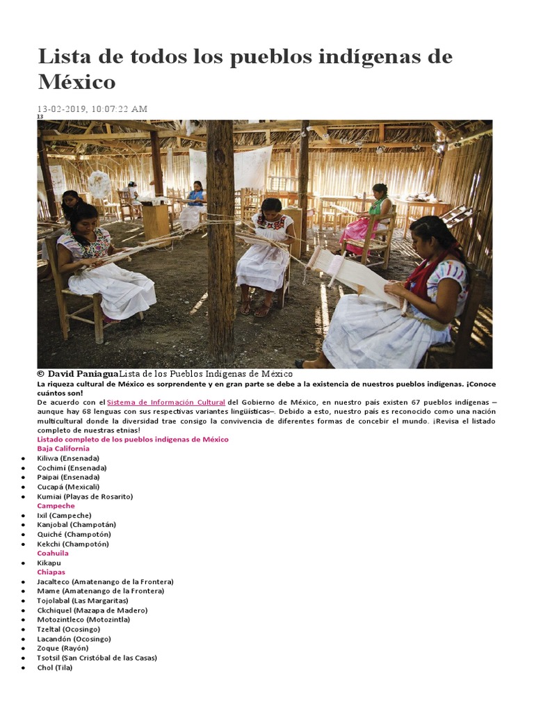 Pueblos Indígenas de México: Lista Completa | PDF | Náhuatl | México