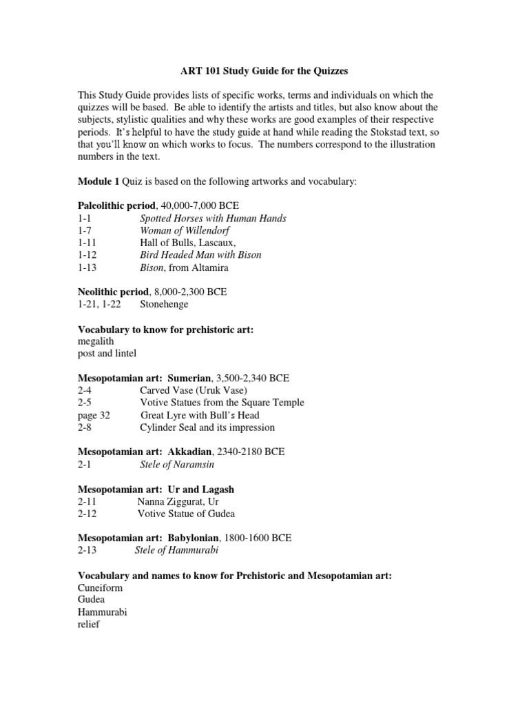 Art101 study guide for quizzes pdf mesopotamia gothic architecture