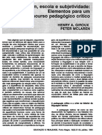 Linguagem, Escola e Subjetividade - Elementos para Um Discurso Pedagógico