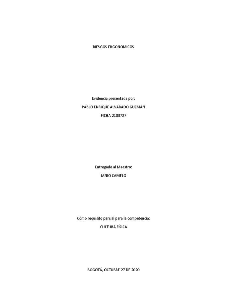 Riesgos Ergonomicos Pdf Factores Humanos Y Ergonomía Fuerza