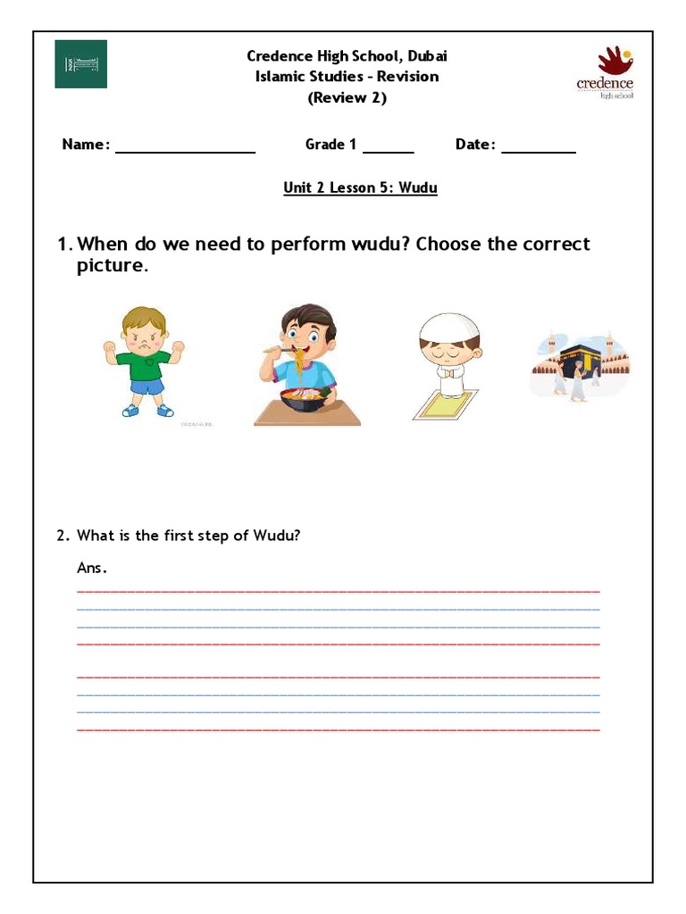 Grade 1 Islamic Studies Revision Worksheet | PDF | Abrahamic Religions ...