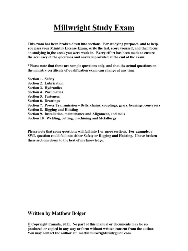 Gery Lamy MillwrightStudyExam 2010 8 Download Free PDF Belt