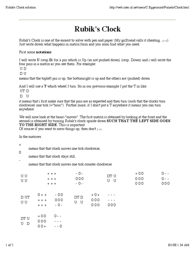 Rubik Clock Solution 2 | PDF