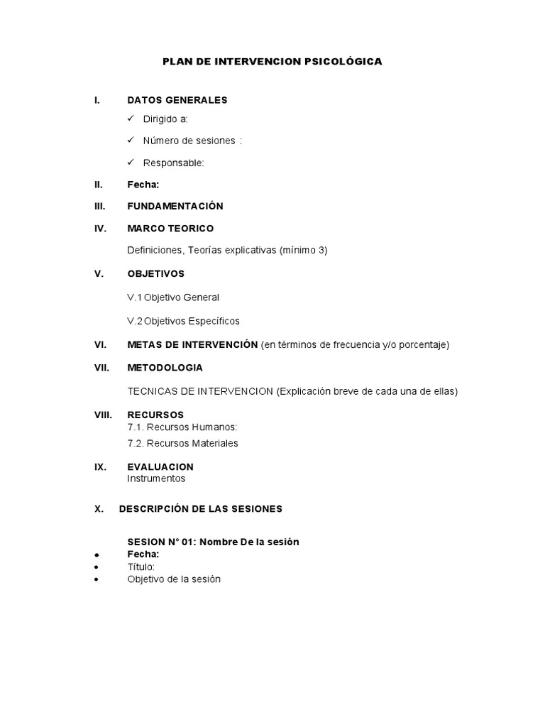 Plan de Intervención Psicológica Detallado | PDF | Science