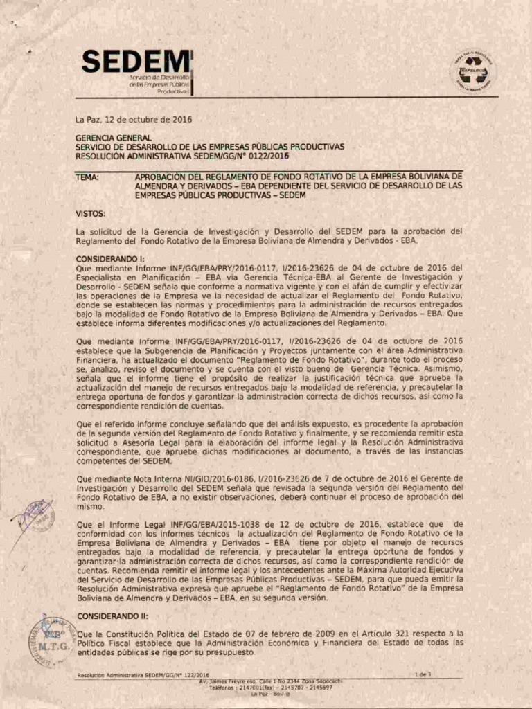 006 Reglamento de Fondo Rotativo | PDF