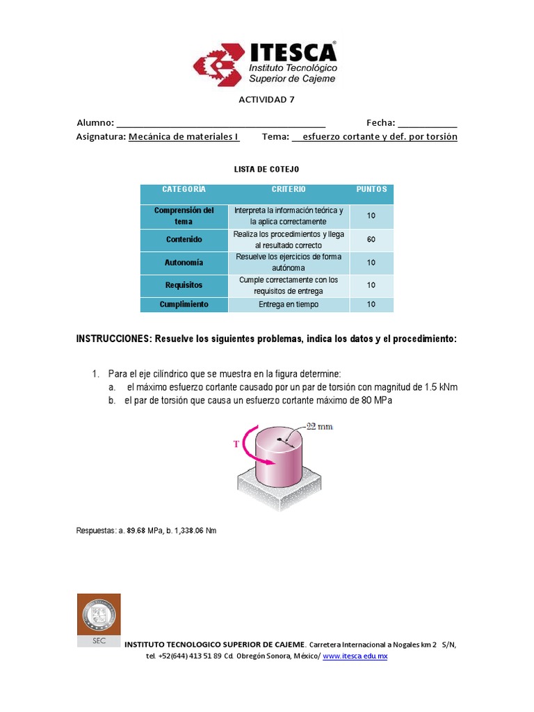Tarea 7 Descargar Gratis Pdf Ingeniería Mecánica