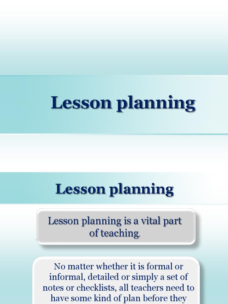 Lesson Planning Presentation | PDF | Lesson Plan | Learning