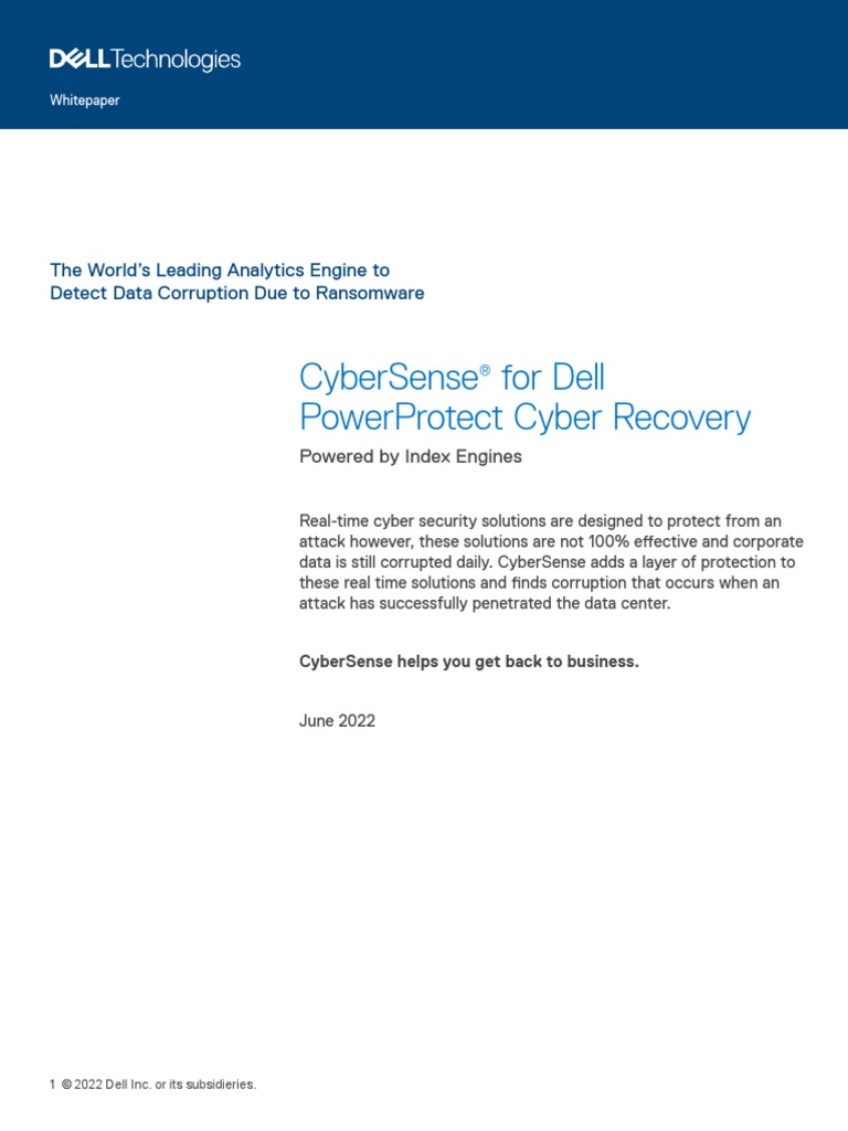 CyberSense For Dell PowerProtect Cyber Recovery 1656644381 PDF