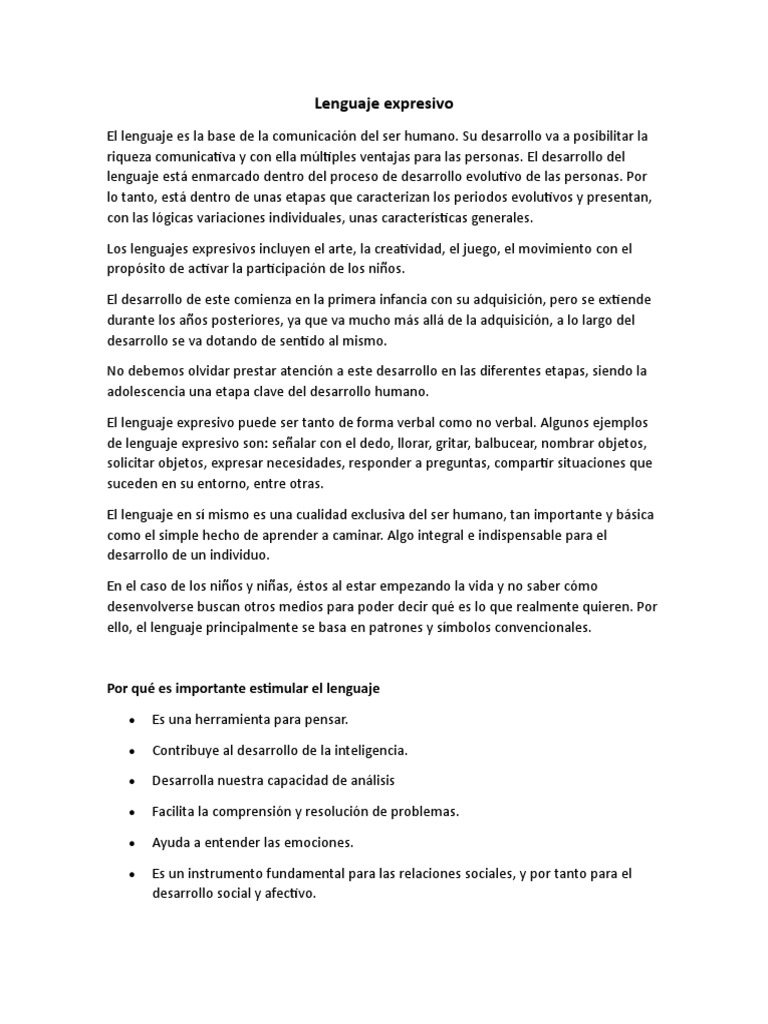 Lenguaje Expresivo | PDF | Artes del lenguaje y disciplina