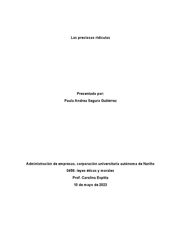 Las Preciosas Ridículas PDF