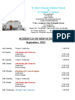 Schedule of Divine Services - September, 2023