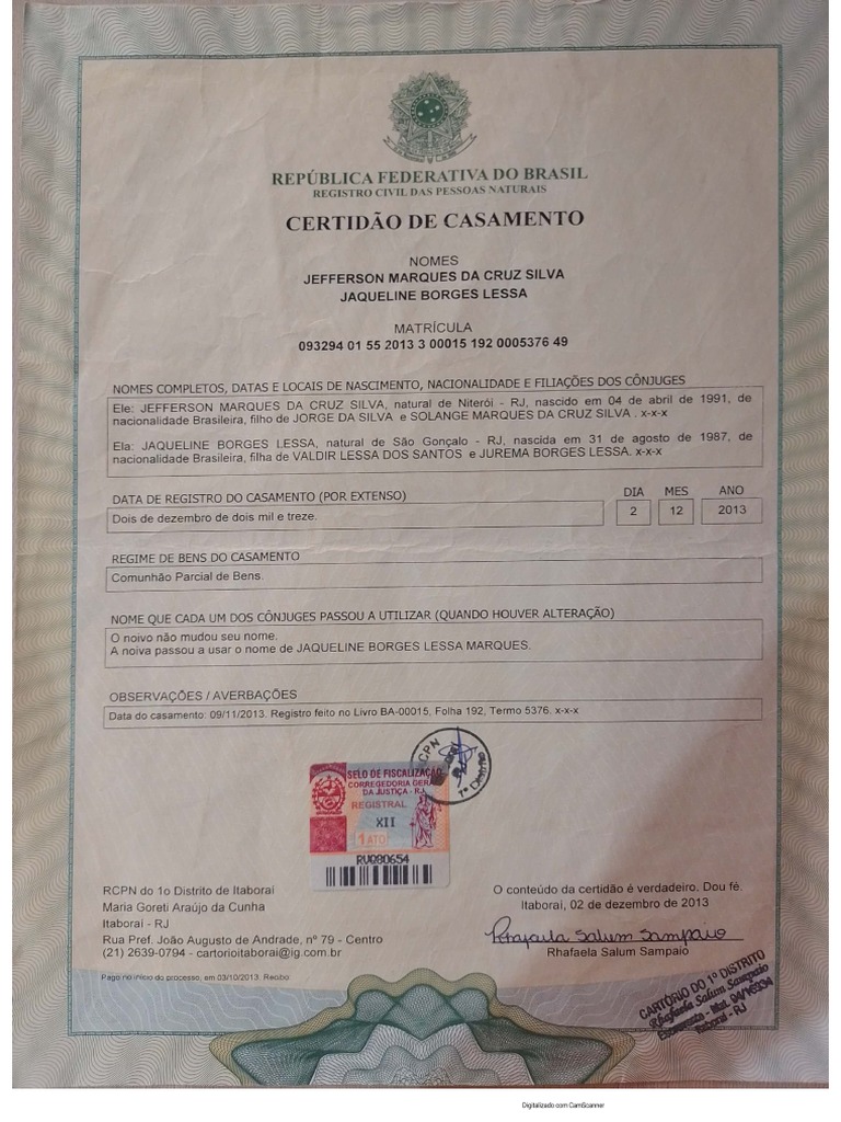 Certidão de Casamento | PDF